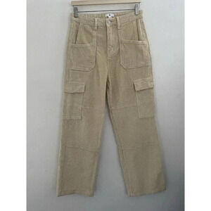 BP High Waist Wide Leg Corduroy Cargo Pants Vanilla Antique White Sz 28 Academia